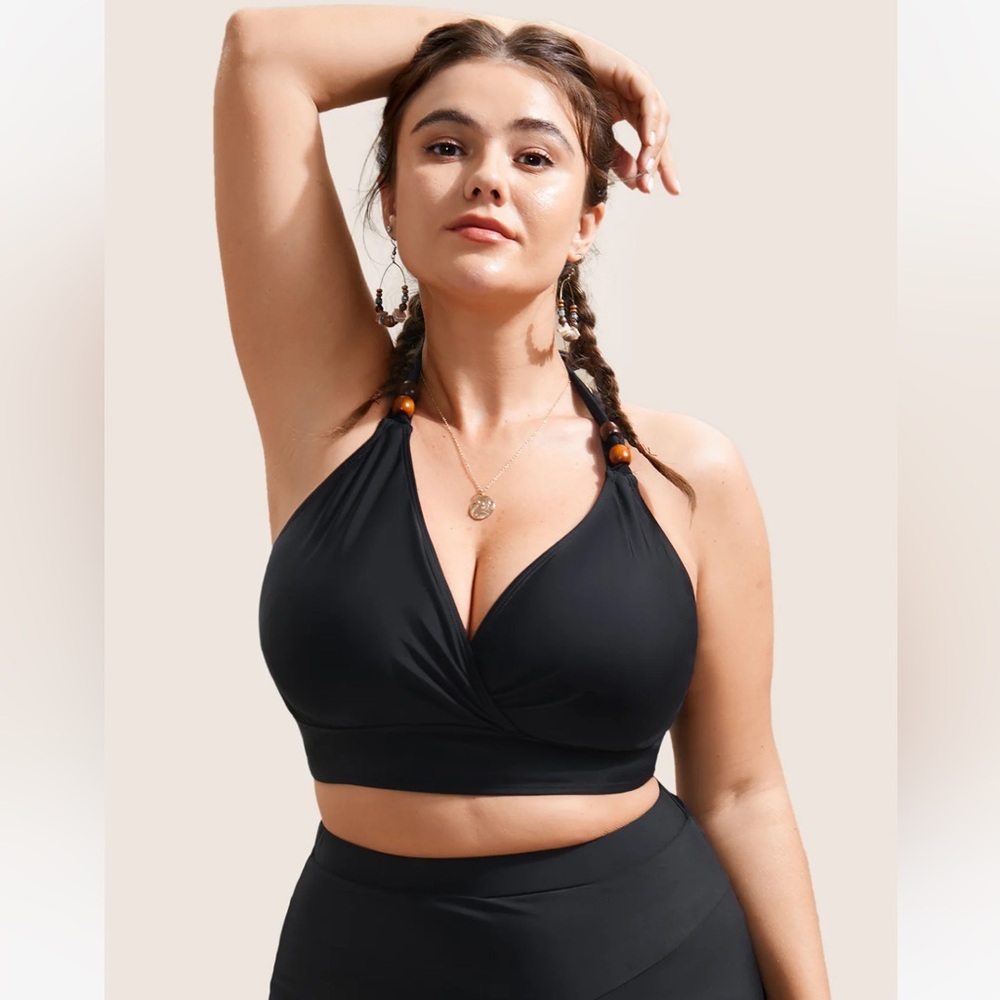 Bloomchic NWT Flattering High Waisted Chic 2 Piece Bathing Suit Classic Black